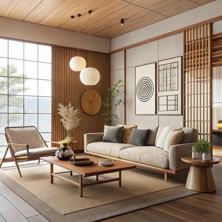 Ruang Tamu Zen dan Japandi