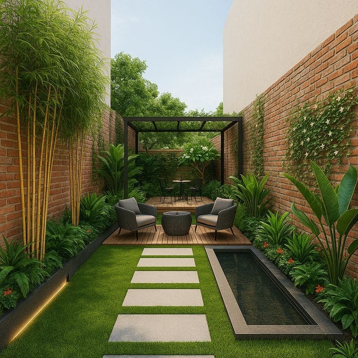 desain taman belakang rumah sederhana hemat lahan